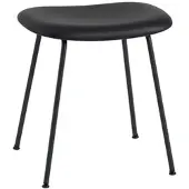 Muuto Fiber Stool, tube base, refine leder schwarz / schwarz