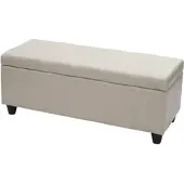 BERLINLODGE Aufbewahrungs-Truhe Lars 45x114x45cm Kunstleder Creme