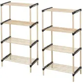 Wellhome - Pack 2 Schuhschränke 4 Regale Holz und Metall 49x28x92,5 cm