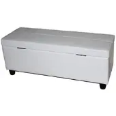 BERLINLODGE Aufbewahrungs-Truhe Sitzbank Lars 45x112x45cm Weiß Leder & Kunstleder