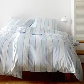 Elegante Mako-Satin Bettwäsche Levens himmelblau Kissenbezug einzeln 65x100 cm - blau