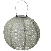 MARELIDA LED Solar Lampion - mit Blumenmuster - warmweiße LED - H: 25cm - D: 25cm - Lichtsensor - grün