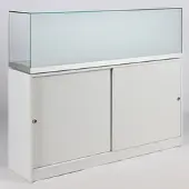 JTF-Vitrinen Museum Sockel Vitrine mit Staufach Alu Rahmen Dialog DLG-30F