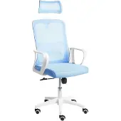 Beliani Drehbarer Bürostuhl Blau aus Mesh mit Höhenverstellbarer Nackenstütze Heimbüro Homeoffice Schreibtischstuhl