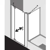 Kermi Filia XP Pendeltür 1-flügelig mit Festfeldern FX1GL14020VUK 140 x 200 cm, silber hochglanz, ESG SR Opaco, links, auf Duschwanne