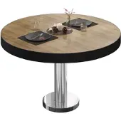 GGM Möbel BML | Bistro Loungetisch | Ø:H 70 x 41 cm | Eiche / Edelstahl