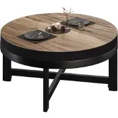 GGM Möbel BO | Bistro Lounge Tisch | Ø70xH34cm | 50mm | Schwarzer Rand | Sheesham/ Schwarz