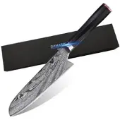 WOLFCUT - Damaskus Santokumesser 18 cm Klinge 73-lagiger japanischer Damaszenerstahl mit Geschenkbox