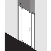 Kermi Filia XP Pendeltür 1-flügelig mit Festfeldern FX1GL14318VAK 143 x 185 cm, silber hochglanz, ESG klar, links, auf Duschplatz