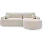 GRAINGOLD Ecksofa L-Form Aurio Rechts - Ecksofa mit Schlaffunktion, Bettkasten - Moderne Ecksofa, Wohnzimmer Sofa - Eckcouch weiß (Lambi 07)
