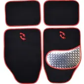 FREI KFZ 38963 - KFZ - Fußmatte, Alu-Look-Pad, rot, 4-teilig