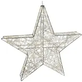 Werner Weihnachtsstern 3D Draht – LED Stern mit Timer, Höhe 58 cm