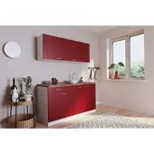 Respekta Küche Miniküche Singleküche Luis 150cm Einbau Weiß Rot ohne Kühlschrank
