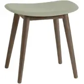 Muuto Fiber Stool, wood base, dusty green / dunkelbraun gebeizt