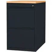 LÜLLMANN Standcontainer, Frontgriffleiste, 2 Schubladen, 750 x 460 x 790 mm, tiefschwarz/buche