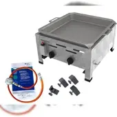 ChattenGlut Gasbräter 2-flammig 7,3kW Tischgerät Edelstahlpfanne mit DGUV