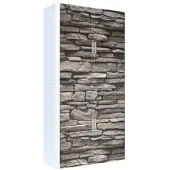 PaperFlow easyOffice Rollladenschrank Motiv Steinwand silber, 110x204x41.5 cm