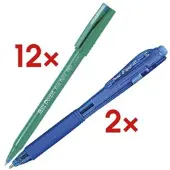 Pentel 12er-Set Einweg-Tintenroller Ball »Fine Point R50« inkl. 2 Kugelschreiber »BX-44 blau