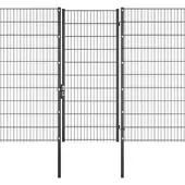 Voss.garden Gartentor + Klemmen, 100x203cm, anthrazit, Gartenpforte für Doppelstabmattenzaun