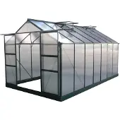 HABITAT ET JARDIN Gartengewächshaus aus Polycarbonat "Dahlia" Tannengrün 13,29 m²