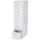 Proregal Rollcontainer Housten | HxBxT 110x28x41cm | 8 Schubladen | Weiß | Schubladenschrank Stahlschrank