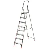 AgriEuro Premium Alu-Stehleiter mit Standfläche Alice 8, 8 Stufen, 2,37 m