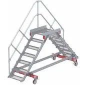 Euroline 512 mobiler Überstieg 45° Stufenausführung Stahl Gitterrost Stufenbreite 600mm 7 Stufen
