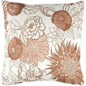 Arsvita Kissenhülle Blumenmuster 40 x 40 cm mit Füllkissen Beige Braun