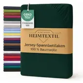 EXKLUSIV HEIMTEXTIL Jersey Spannbettlaken 180 x 200 cm Dunkelgrün 100% Baumwolle Öko - Tex Zertifiziert Bed-Sheet Bettlaken Spannbetttuch