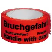 Smartboxpro 36x Packband Klebeband 50mmx66m rot mit mehrsprachigen Aufdruck BRUCHGEFAHR