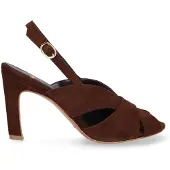 Manfield Braune Slingbackpumps aus Veloursleder | Größe 38