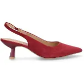 Manfield Bordeauxrote Slingbackpumps aus Veloursleder | Größe 42