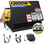 Solakon Balkonkraftwerk 2000W Solaranlage mit Garten Halterung Steckerfertig Komplettset Photovoltaik Anlage 800W, Kabellänge: 5m, - onPower
