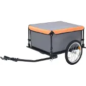 vidaXL Fahrradanhänger Grau und Orange 65 kg