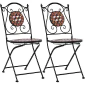 vidaXL Möbel Bistrostühle Mosaik 2 Stk. Keramik Braun - Gartenstühle 46714