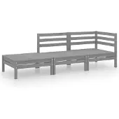 vidaXL 3-tlg. Garten-Lounge-Set Grau Massivholz Kiefer