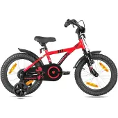 Prometheus BIKES Kinderfahrrad 16 Zoll ab 4 und 5 Jahre mit Stützrädern und Rücktrittbremse Rot
