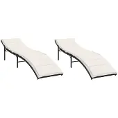 vidaXL Sonnenliegen 2 Stk. mit Auflagen Schwarz Poly Rattan