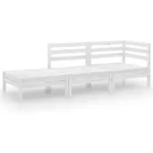 vidaXL 3-tlg. Garten-Lounge-Set Weiß Massivholz Kiefer