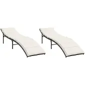vidaXL Sonnenliegen 2 Stk. mit Auflagen Braun Poly Rattan