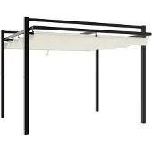 vidaXL Gartenpavillon mit ausziehbarem Dach Creme 3x3 m Aluminium