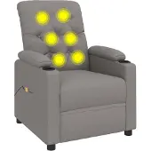 Syfax Massagesessel Taupe Stoff mit 6-Punkt-Vibrationsmassage, manueller Liegefunktion, 78,5x96,5x93 cm