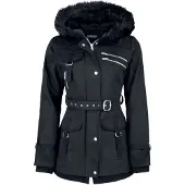 E.M.P. Merchandising Handelsgesellschaft Gothicana by EMP Damen schwarze Winterjacke mit Taillengürtel 3XL