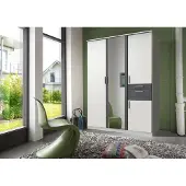 Freiraum Kleiderschrank Drehtürenschrank Holzschrank Schlafzimmer Schrank "Kalindi II" Weiß/Digi-Steel