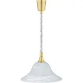 TRIO Pendelleuchte VIOLA Glas weiß, höhenverstellbar, Ø 39cm, Messing