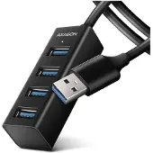 Axagon HUE-M1AL 4x USB 3.2 Gen 1 MINI hub, metal, 1.2m USB-A Kabel, USB 3.2 Gen 1 (3.1 Gen 1) Type-A, USB 3.2 Gen 1 (3.1 Gen 1) Type-A, 5000 Mbit/s, Schwarz, Aluminium, 1,2 m