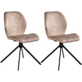 Beliani Esszimmerstuhl 4er Set Beige Samt Gepolstert mit Schwarzen Metallbeinen Ohne Armlehnen Moderner Drehstuhl Polsterstuhl für Esszimmer Küche