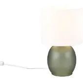 TRIO Tischleuchte 29cm mit Glaskorpus Grün und Stoffschirm