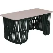 Mendler Loungetisch MCW-P90, Gartentisch Balkontisch Outdoor, Seilgeflecht Rope Sinterstein 43x90x45cm grün, Platte creme
