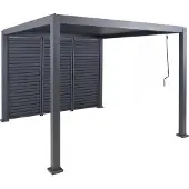 Mendler Pergola MCW-P65 mit 3x Lamellenwand, Terrassenüberdachung Garten Lamellen-Pavillon, 10cm-Alu-Gestell 3x3m anthrazit